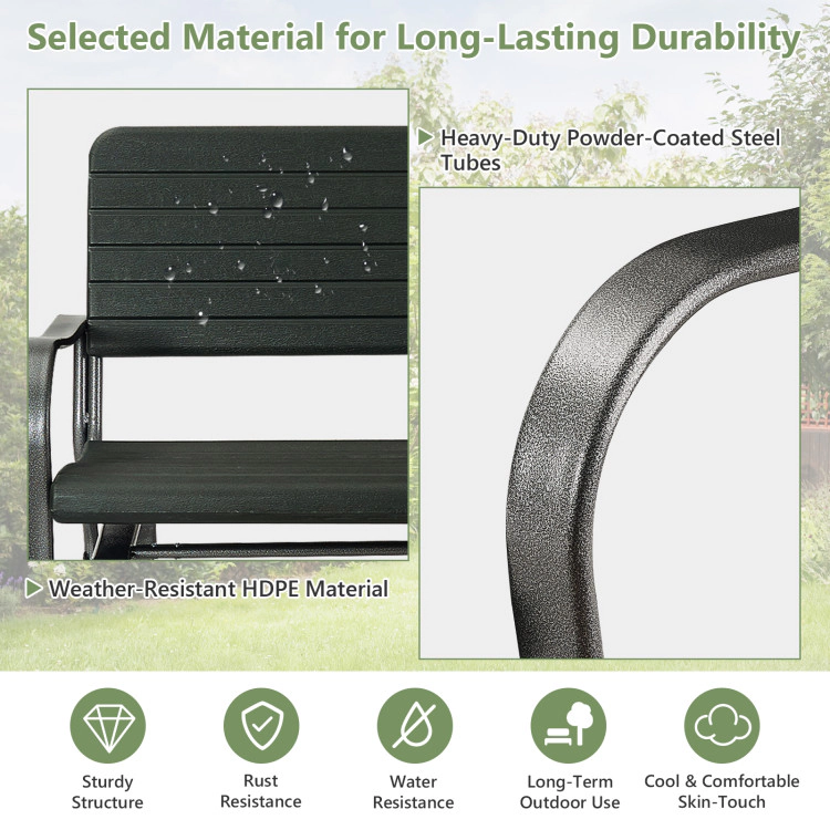 Hivvago 2-Seat Porch Glider With Hdpe Back Seat And Steel Frame