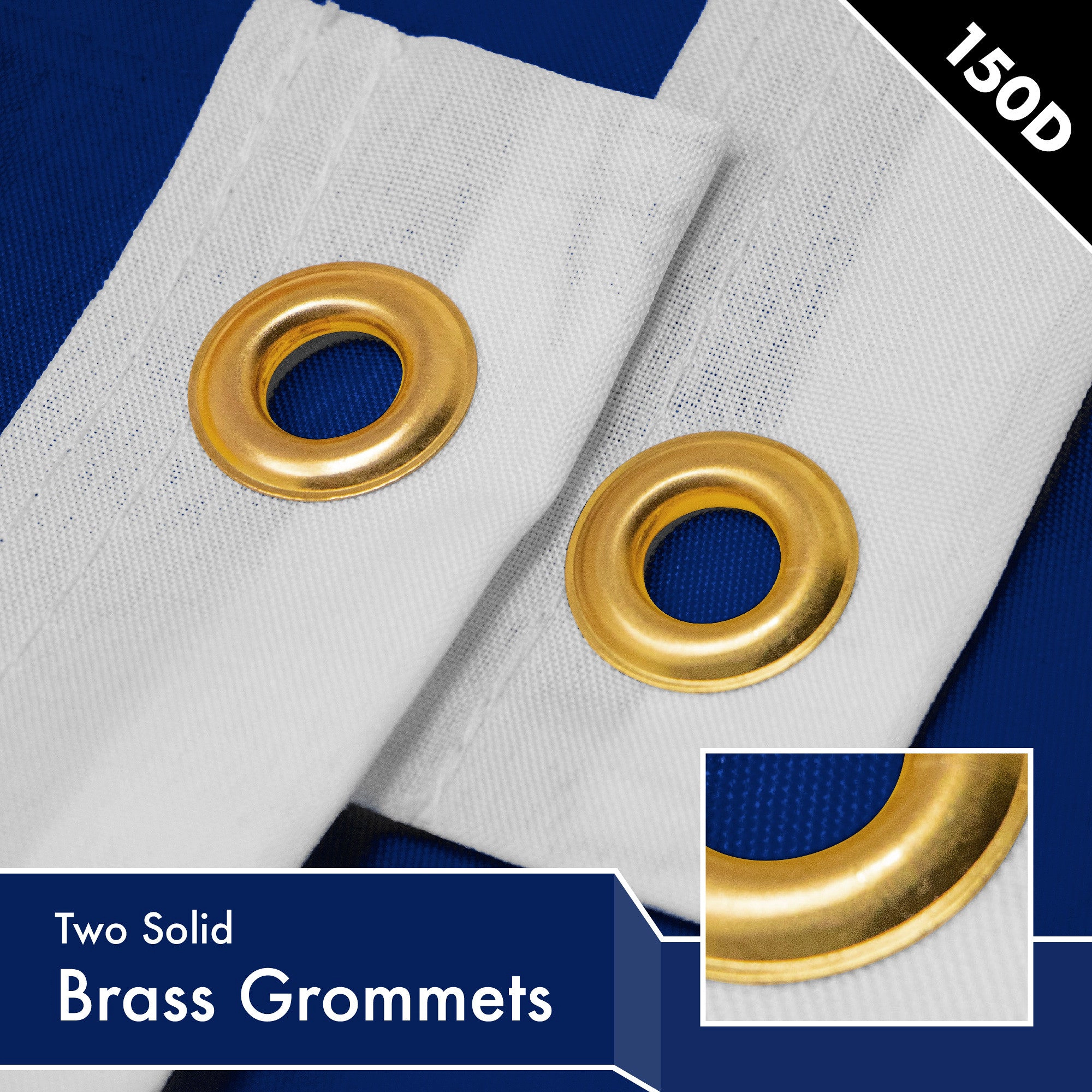 G128 Solid Blue Flag 2x3 Ft - LiteWeave Pro 150D Polyester, Dye-Sublimated Colors, Brass Grommets