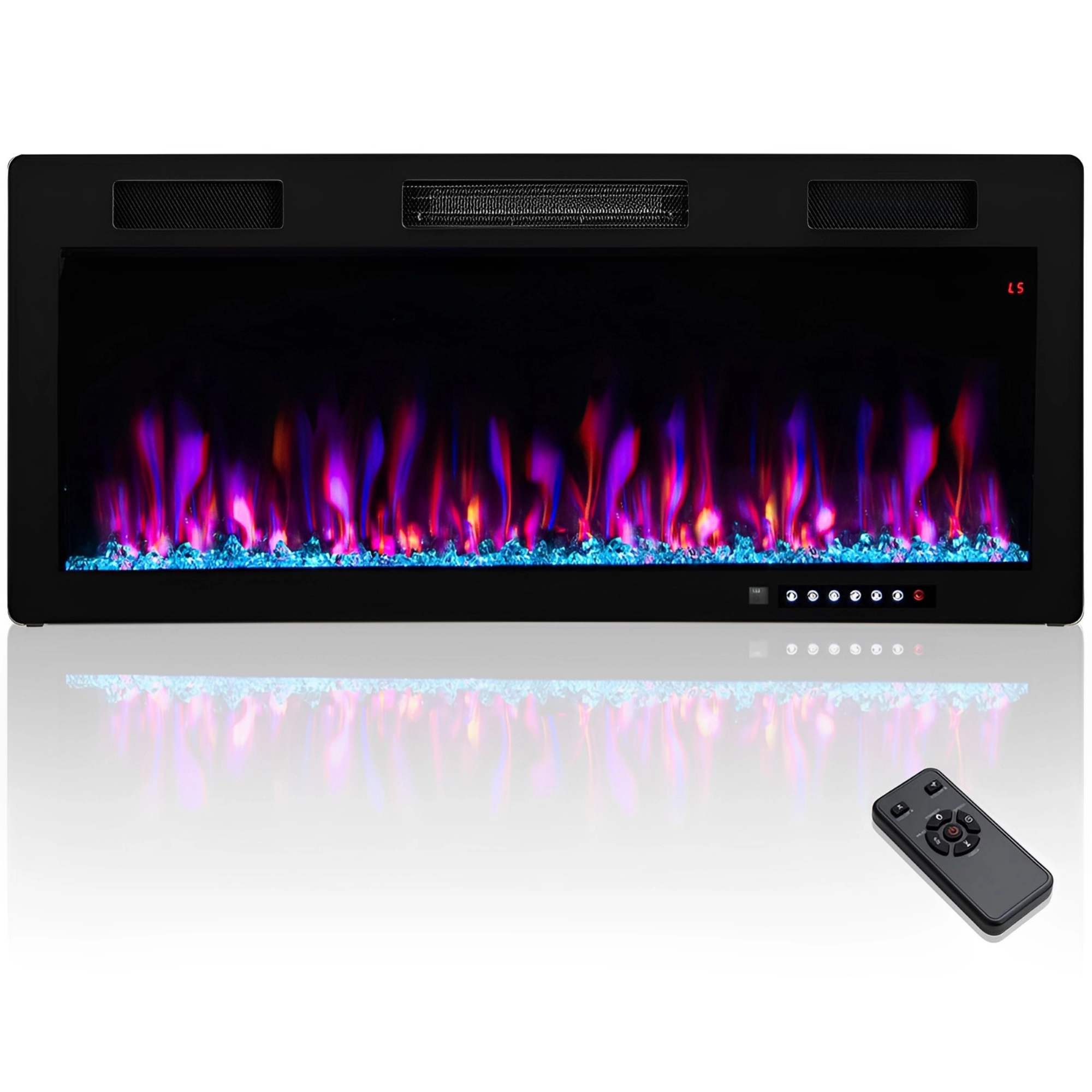 SUGIFT 40-Inch 5100 BTU Recessed or Wall-Mounted Electric Fireplace, 12 Flame and Ember Bed Colors