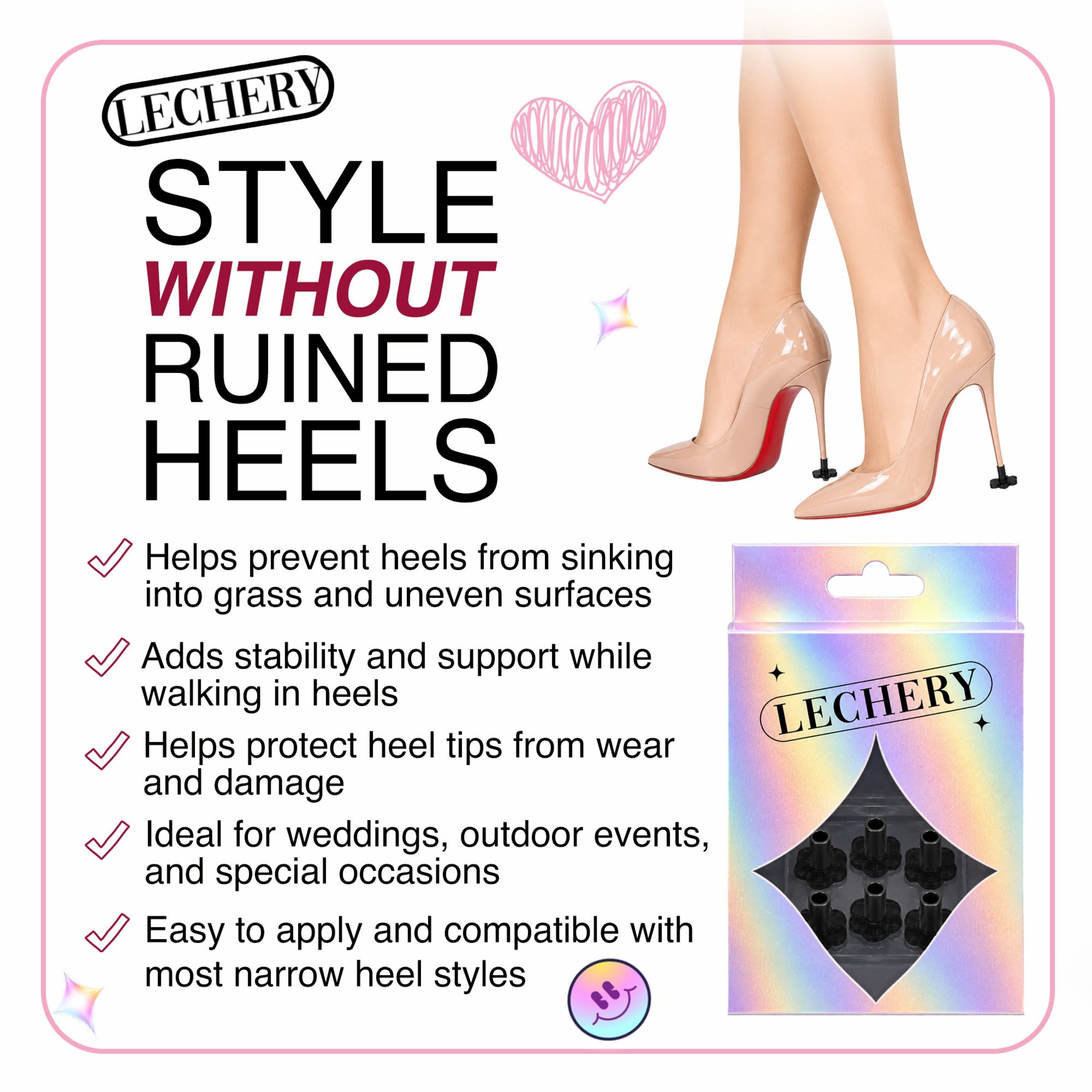 LECHERY Women's 3 Pairs Flower Heel Protectors
