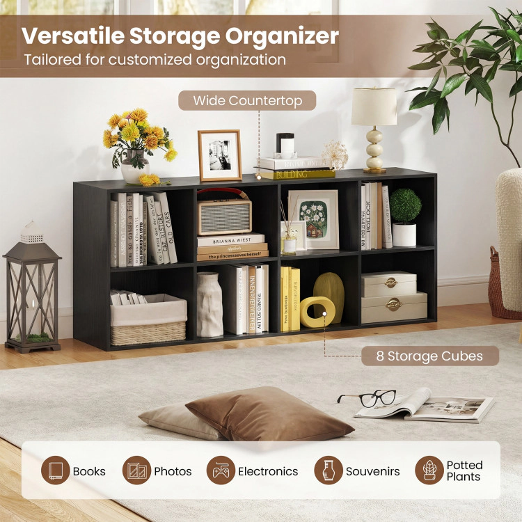 Hivvago 8-Cube Bookcase Bookshelf with 2 Anti-Tipping Kits Storage Organizer