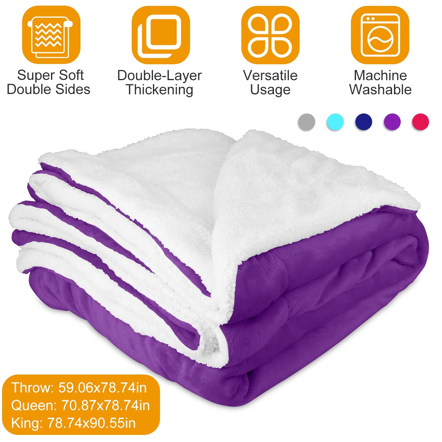 GBruno Double-Sided Microfiber Fleece Throw Blanket