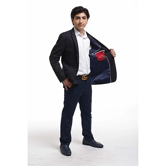 Elie Balleh Boys Slim Fit Diamond Dots Blazer