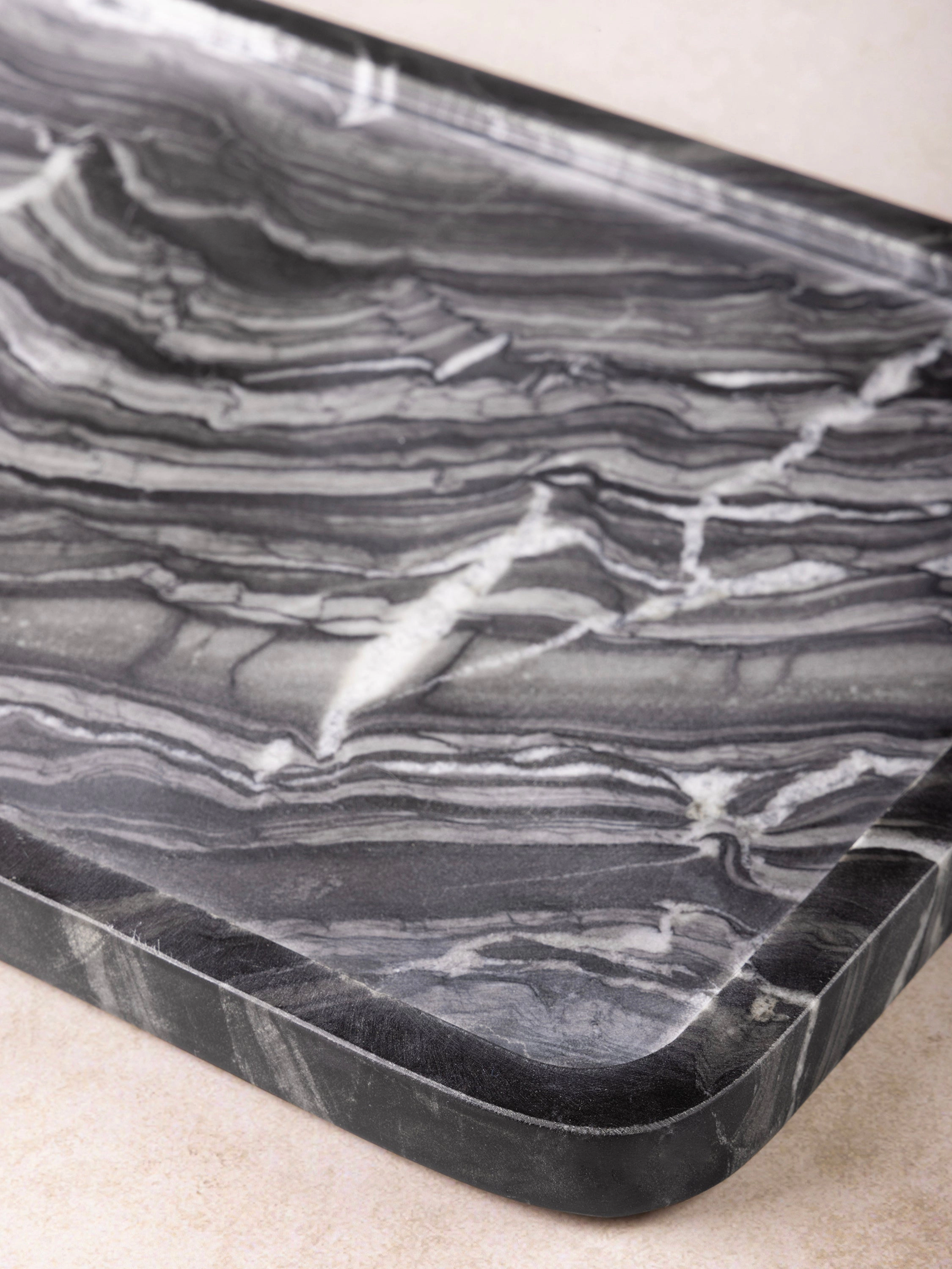 GAURI KOHLI Frontier Black Marble Tray