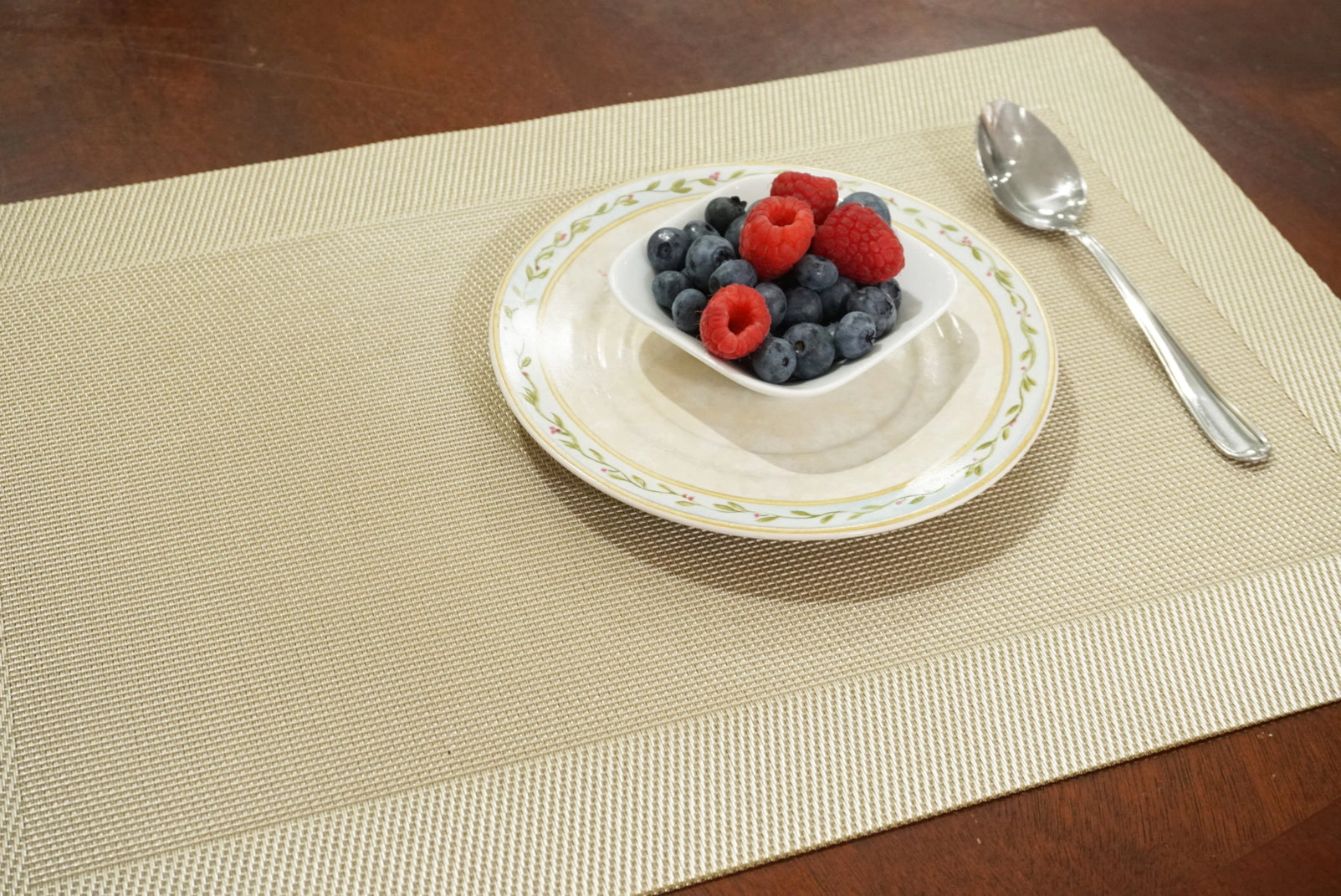 Dainty Home Santa Monica Woven Vinyl Reversible Rectangular 12" x 18" Placemat Set of 6