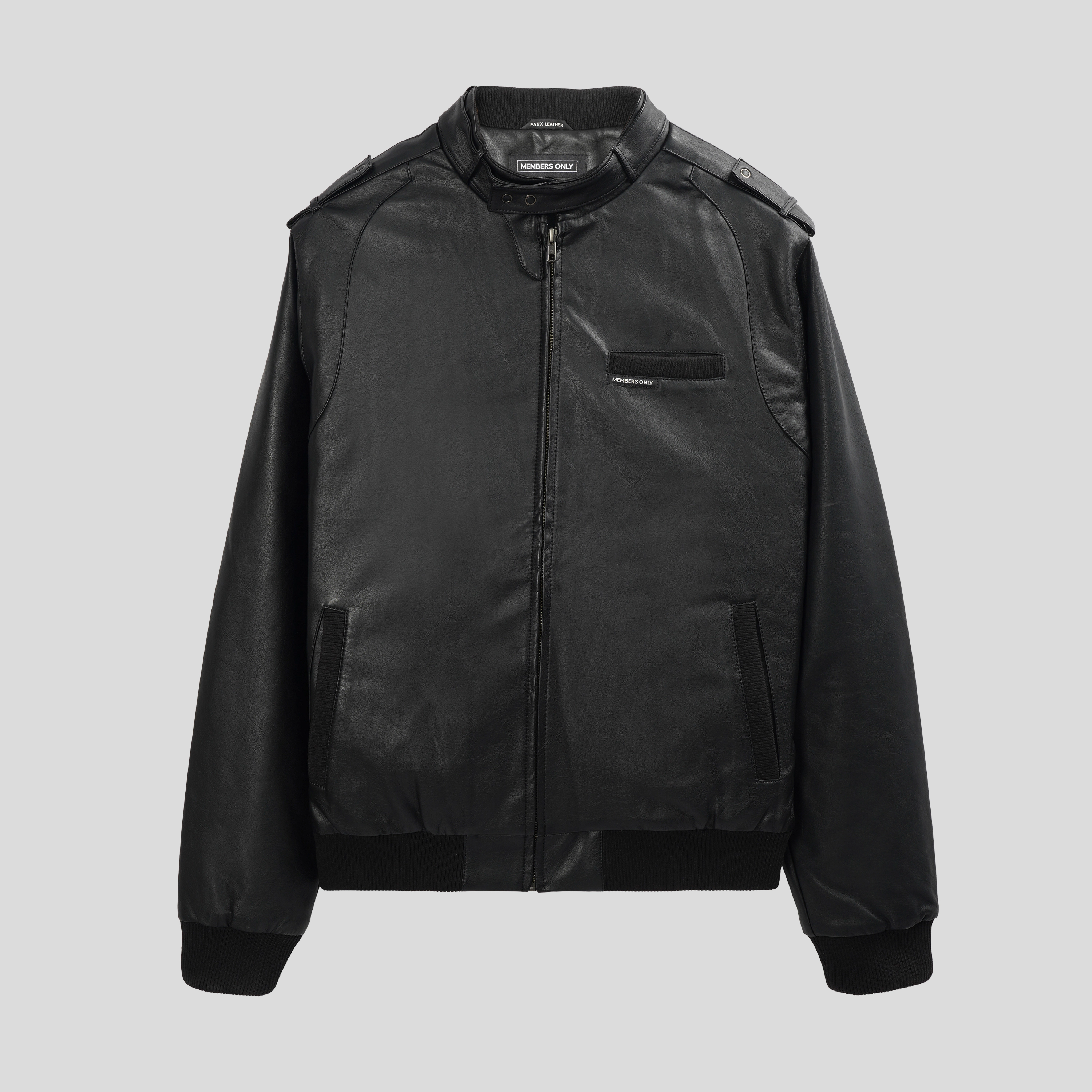 Members Only Men's Faux Leather Iconic Racer Jacket