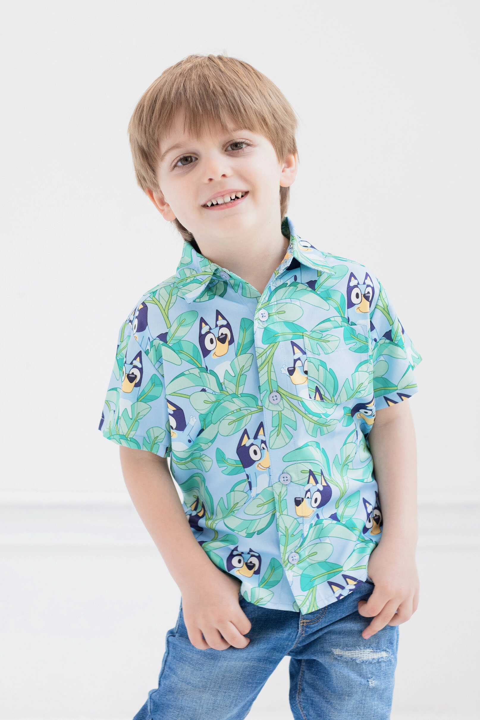 Bluey Boys' Short Sleeve Button-Down Shirt