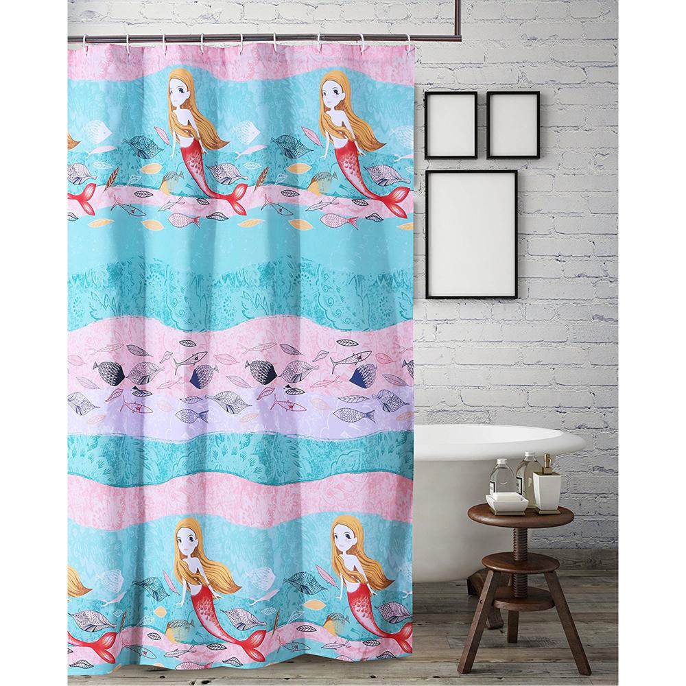 Greenland Home Fashion Mermaid Square Bath Shower Curtain Multi 72x72"