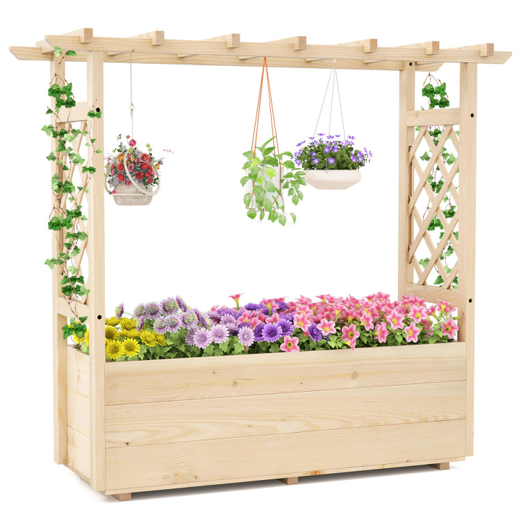 Hivvago Hanging Roof Raised Garden Bed Wooden Elevated Planter Box - Large