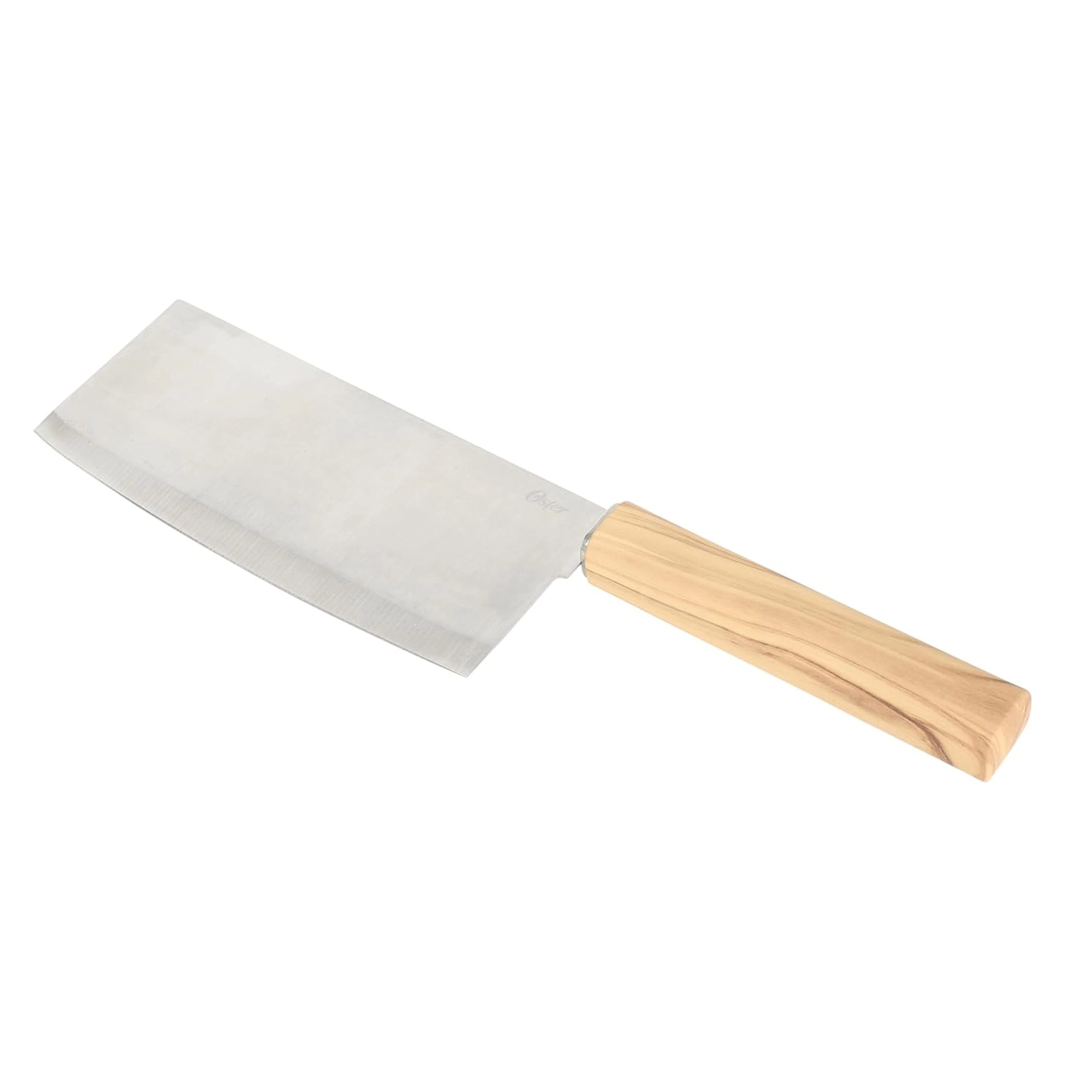 Oster Huntingfield 2 Piece Stainless Steel Cleaver and Scissor Set with Faux Wood Handles