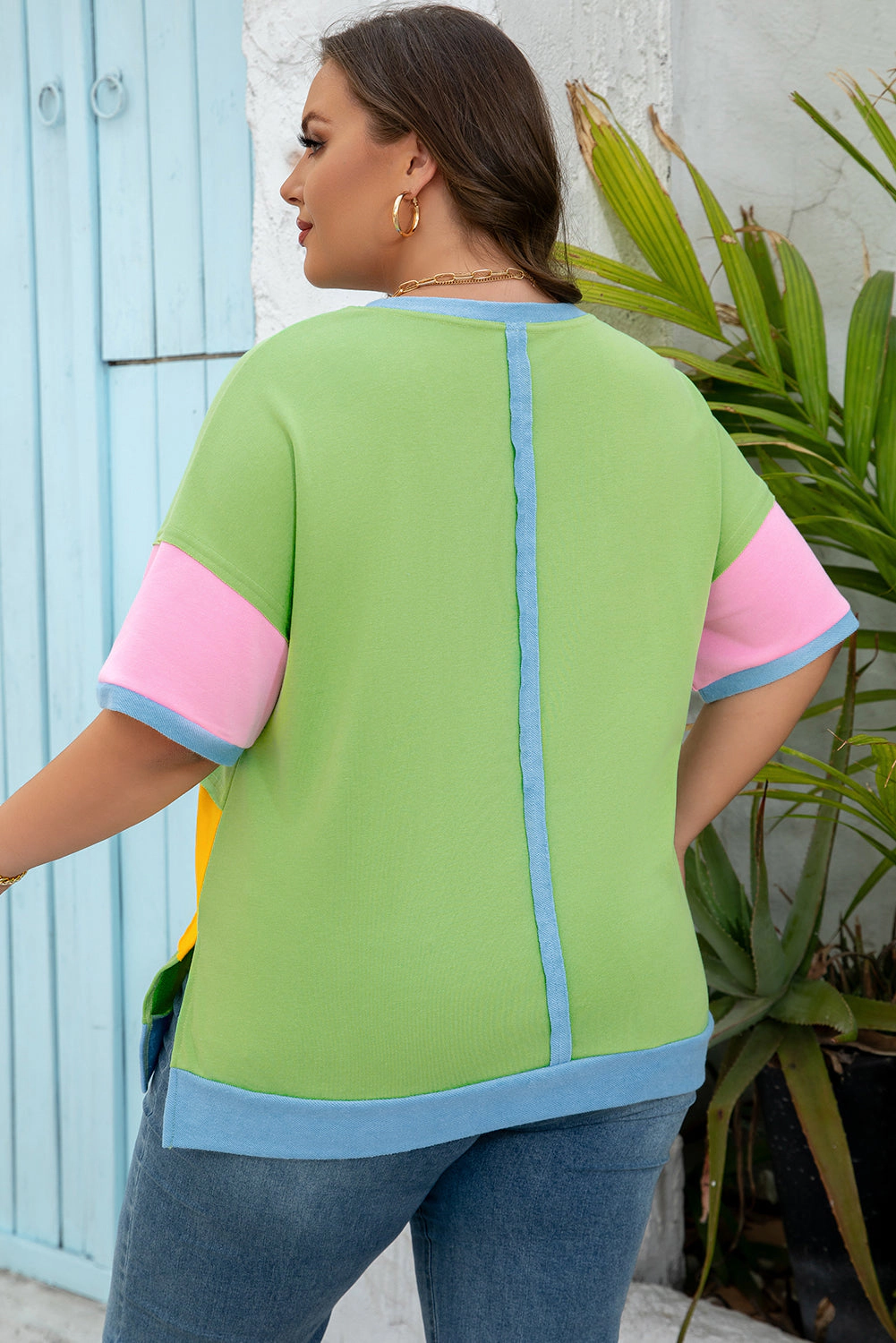 Threaded Pear Women's Juliet Plus Exposed Seam Patchwork Top