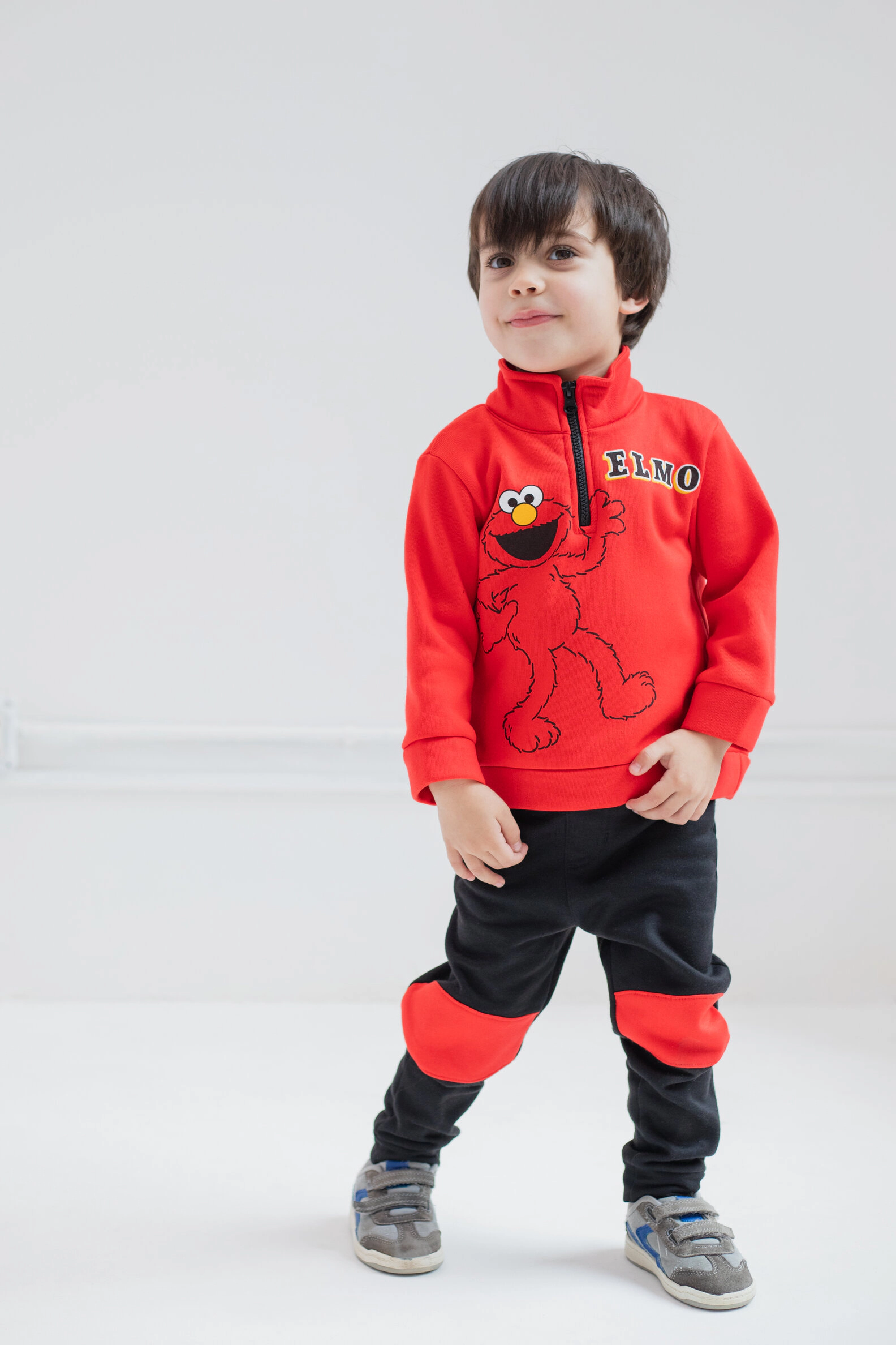 Sesame Street Elmo Boys' Fleece Quarter-Zip Sweatshirt and Pants Set