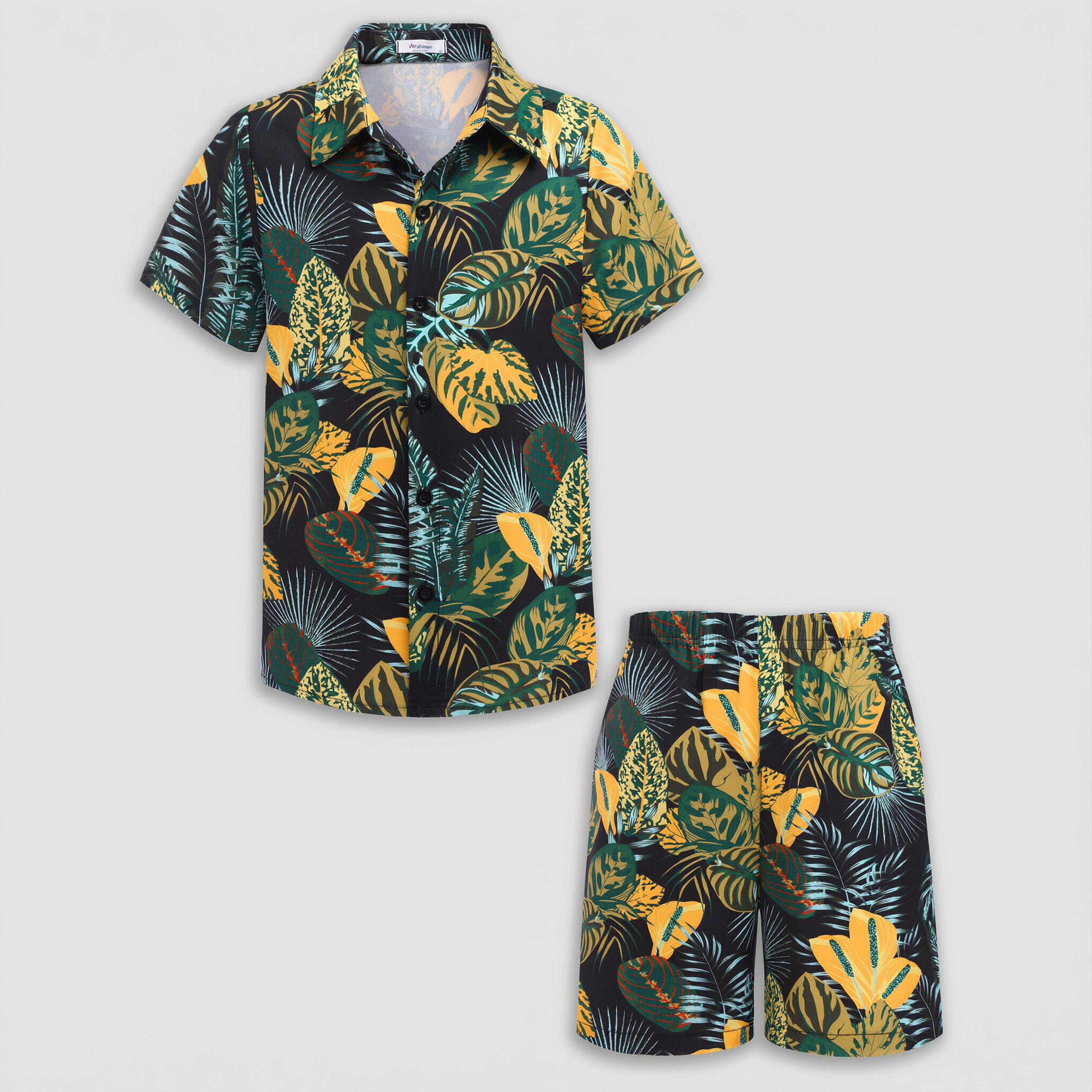 Arshiner Boys Hawaiian Shorts Sets Button Down Shirt And Summer Beach Clothes