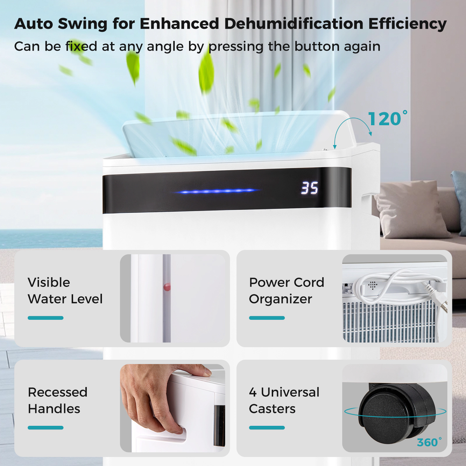 Slickblue Unisex Portable 57 Pint Large Area Dehumidifier for Home