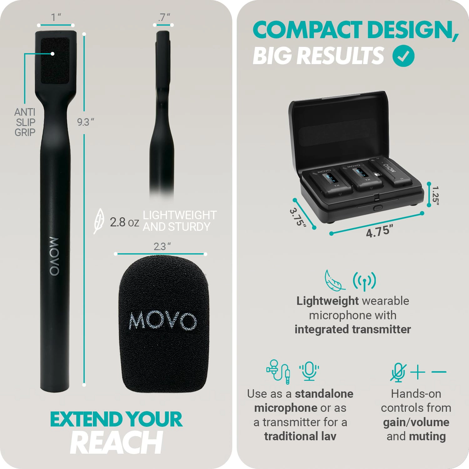 Movo WMX-2-L-Duo Dual Wireless Lavalier Microphone for iPhone/Lightning Devices with WMX-HM Handheld Adapter