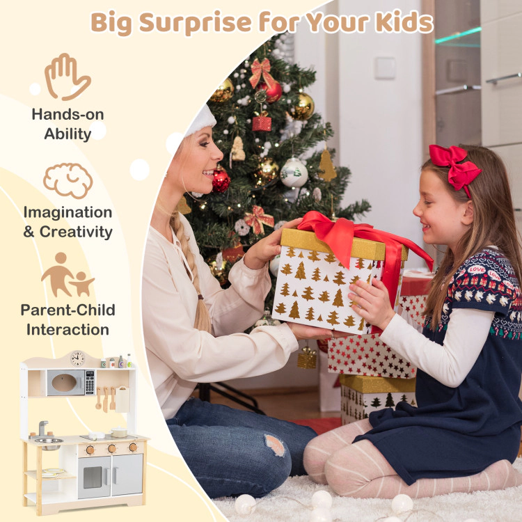 Hivvago Wooden Play Kitchen Cooking Toy Playset for Kids