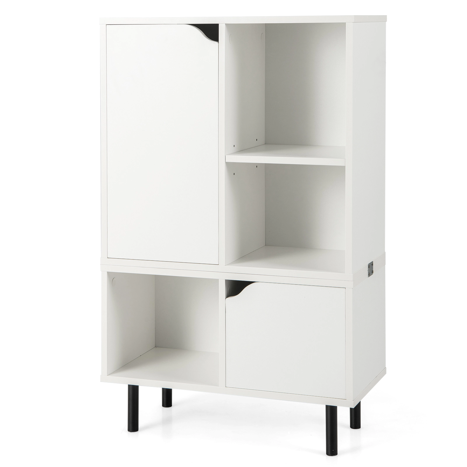 SUGIFT White 38-in Small Stackable Bookshelf with 3-Position Adjustable Shelf Cabinet and Open Cubes
