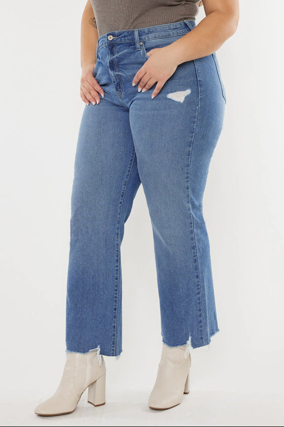 KanCan Women's Plus High Rise Slim Wide Leg Jeans Cassiel