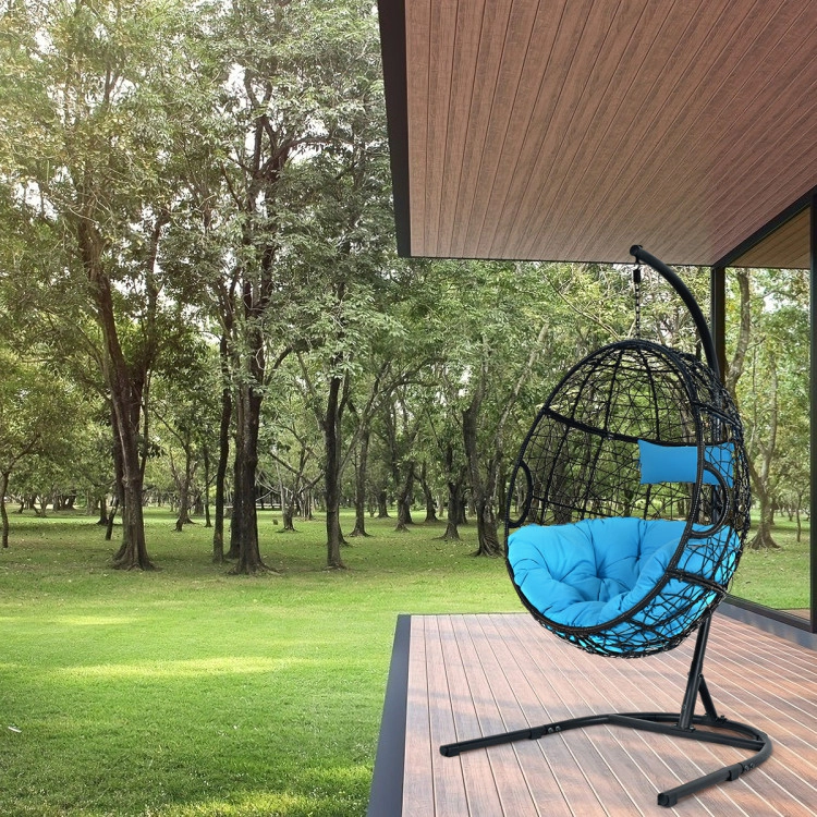 Hivvago Hanging Cushioned Hammock Chair With Stand -Gray