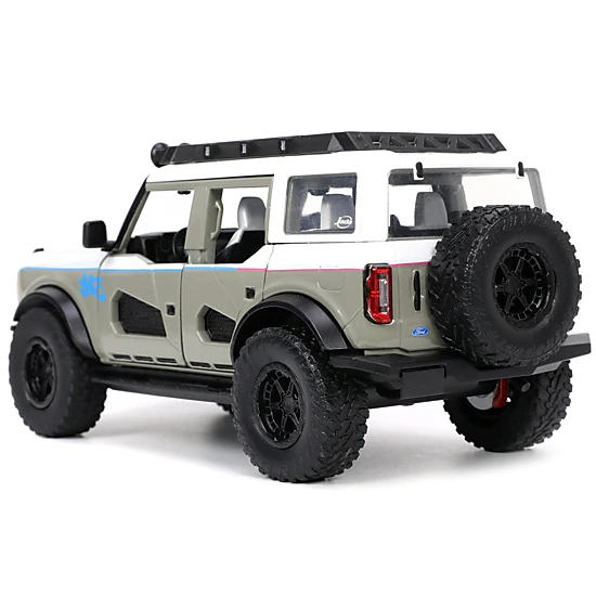 Jada Collectible 2021 Ford Bronco Gray And White With Matt Black Hood Roof Rack "M2 Motoring" "Just Trucks" Series