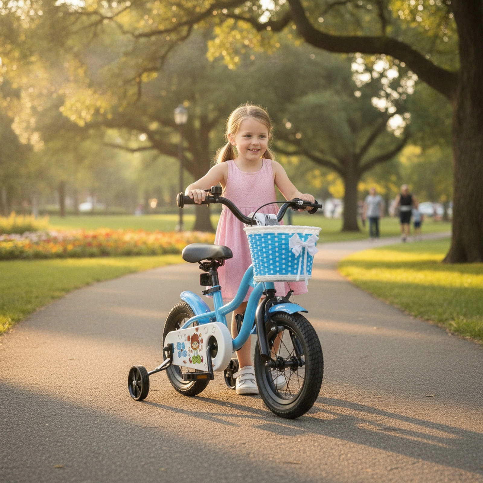 12-in Kids Bike Training Wheels Front Basket Boys/Girls Ages 3-4 Toddler Bicycle Bell Mudguards and 110-lb Capacity