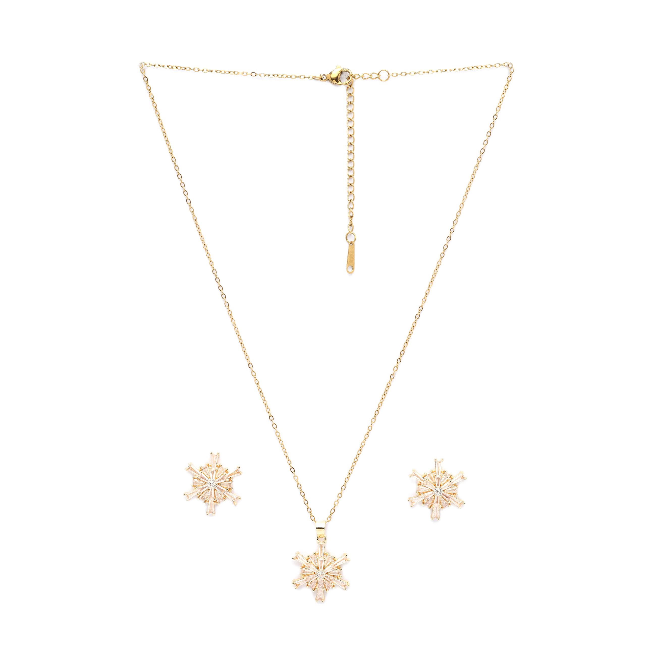 AGP PARIS Golden Stardust Womens Necklace and Earrings Set