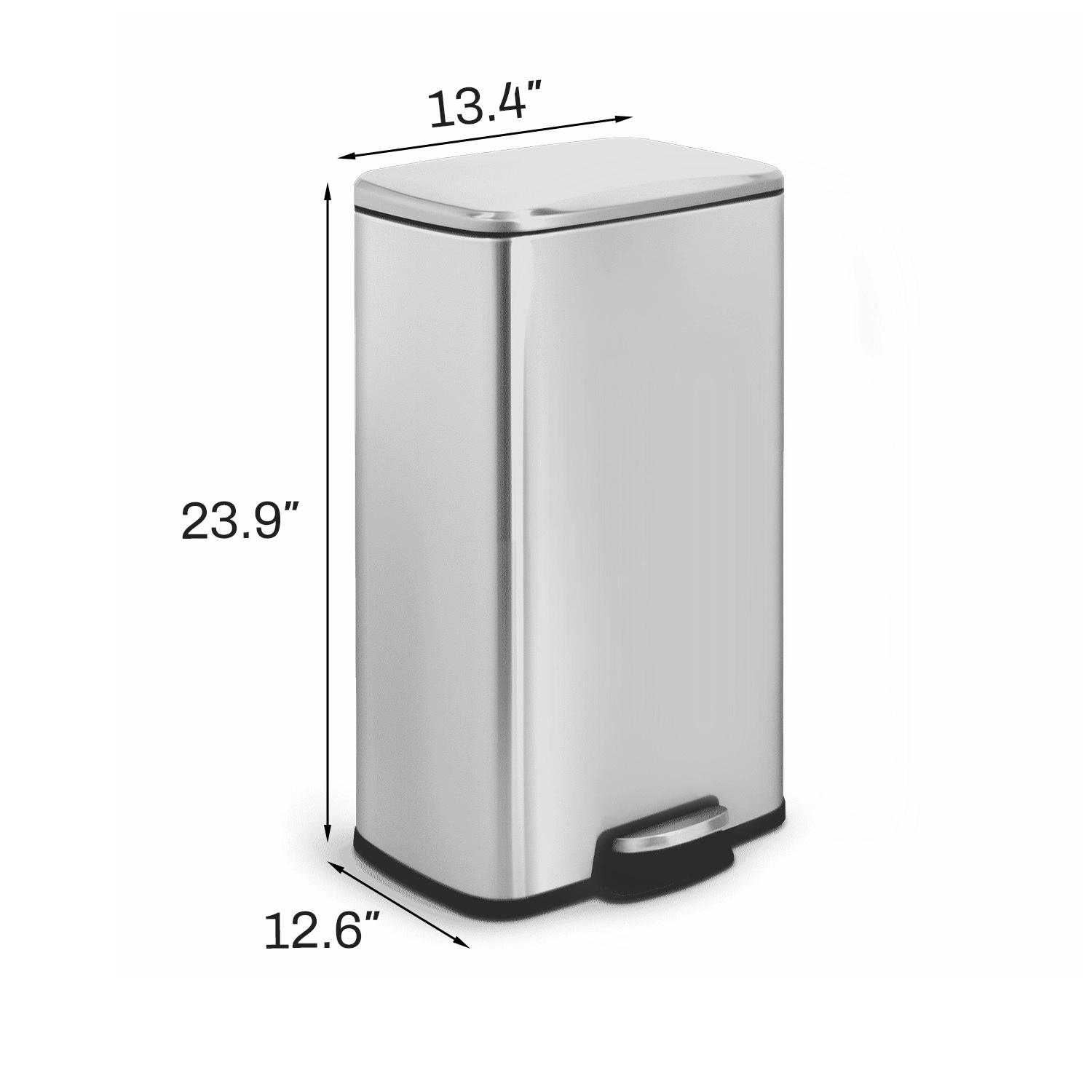 Innovaze 8 Gal./30 Liter Rectangular Stainless Steel step-on Trash Can for Kitchen