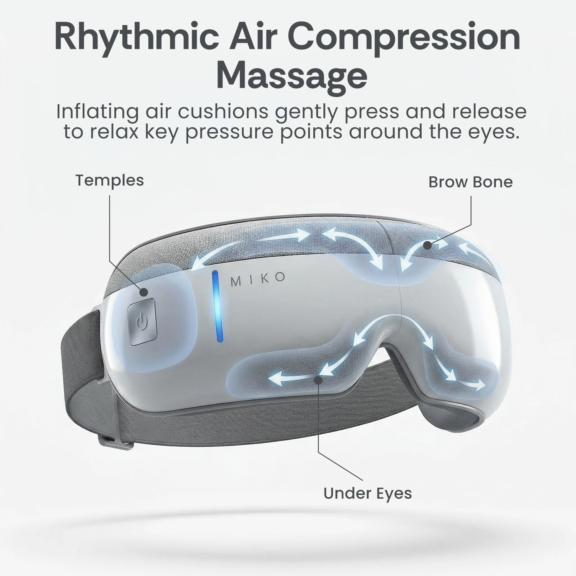 Miko Gaze Eye Massager with Heat, Air Pressure, 4 Massage Modes & Bluetooth Music