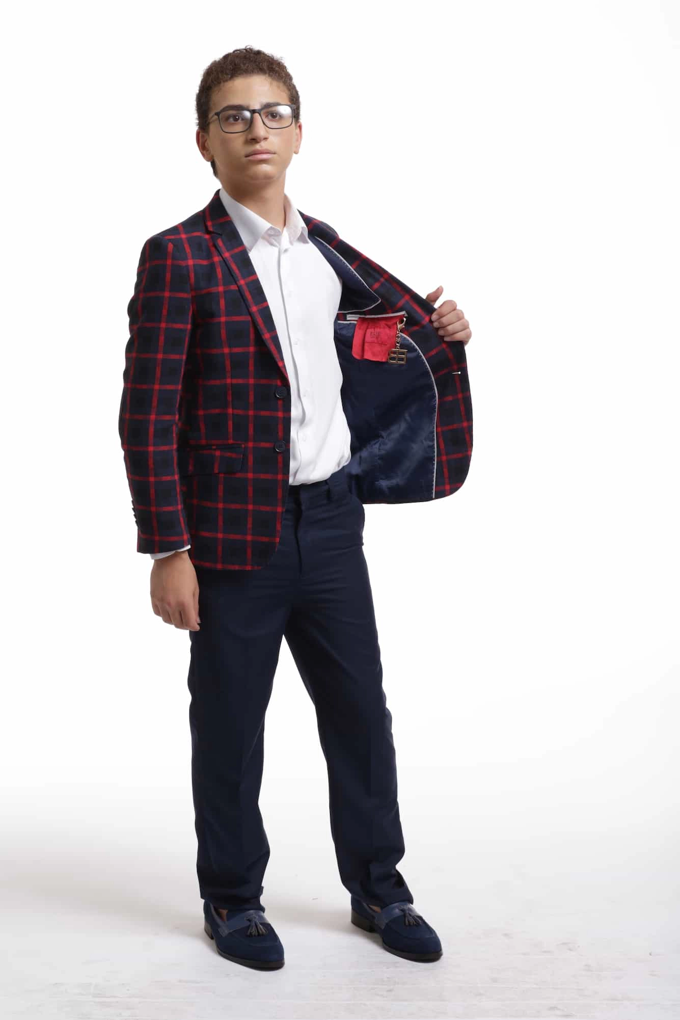 Elie Balleh Boys Slim Fit Checke Sports Coat