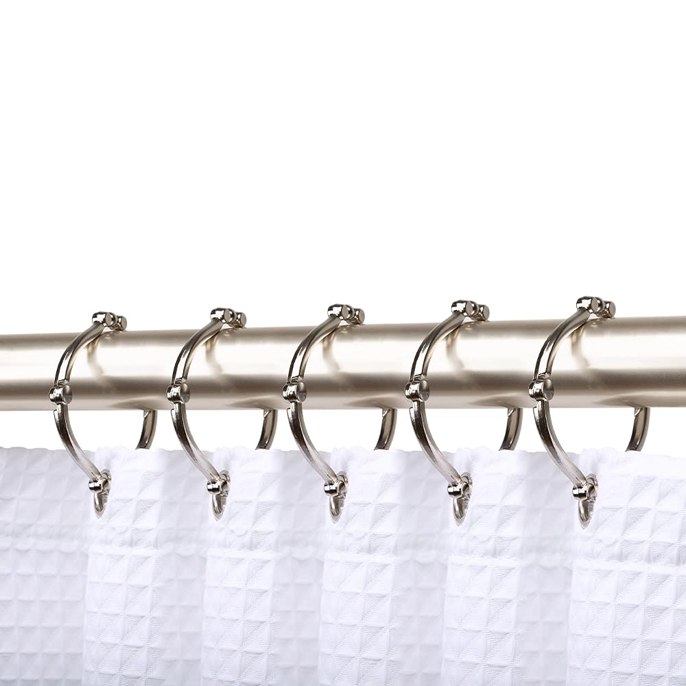 Utopia Alley Rust-Proof Zinc Shower Curtain Hooks with Clasp Closure for Bathroom & Curtains - Set of 12