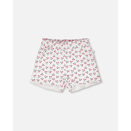 Deux par Deux Girls Rib Shorts Printed Cherries