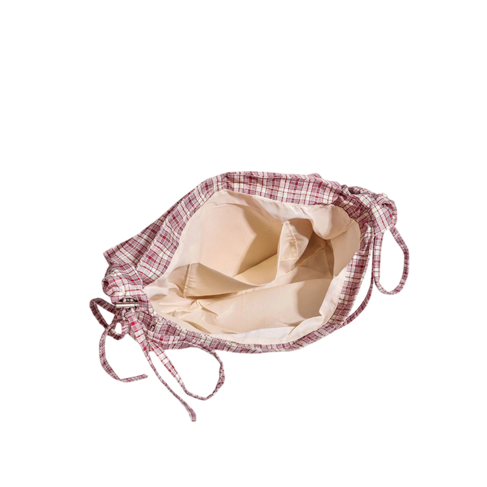 Alilang Women's Plaid Shoulder Bag with Ruched Strap and Bow Detail