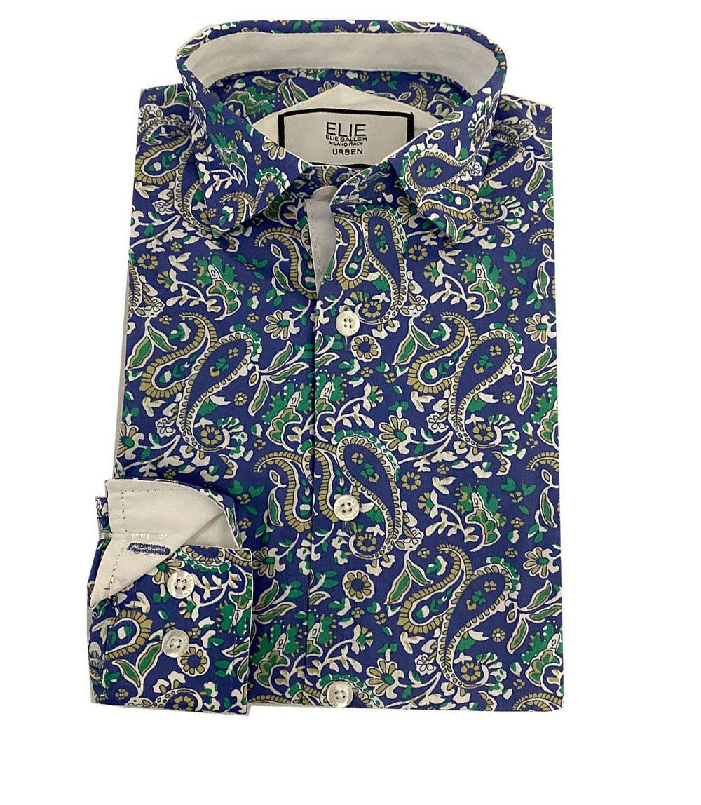 Elie Balleh Boys Slim Fit Paisley Shirt