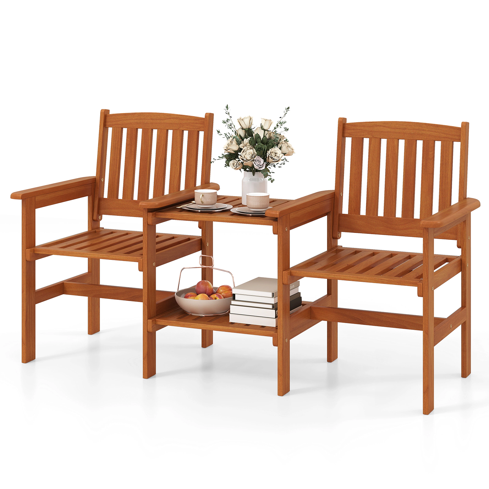 LJG 2-Seater Outdoor Patio Furniture Set with 1.57 Inch Umbrella Hole