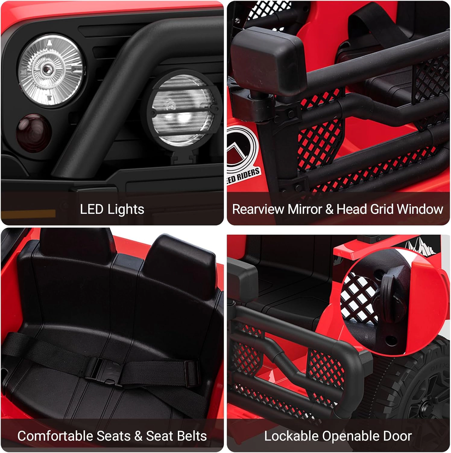 Enjyam 2-Seater 12V Ride On Truck for Kids w/Parent Remote, Safety Belt, LED Lights, MP3 Player, All-Terrain Wheels