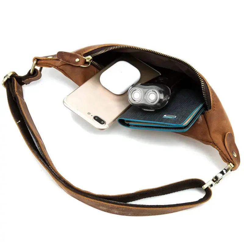 Steel Horse Leather Unisex Wagner Leather Waist Bag | Full Grain Leather Fanny Pack