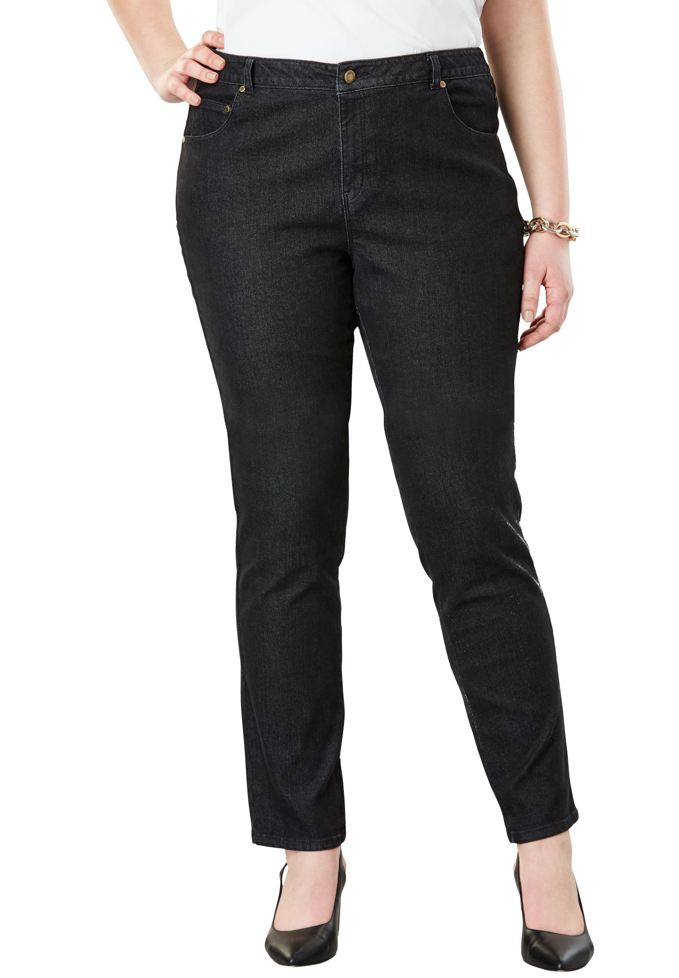 Jessica London Women's Plus True Fit Stretch Denim Straight Leg Jean