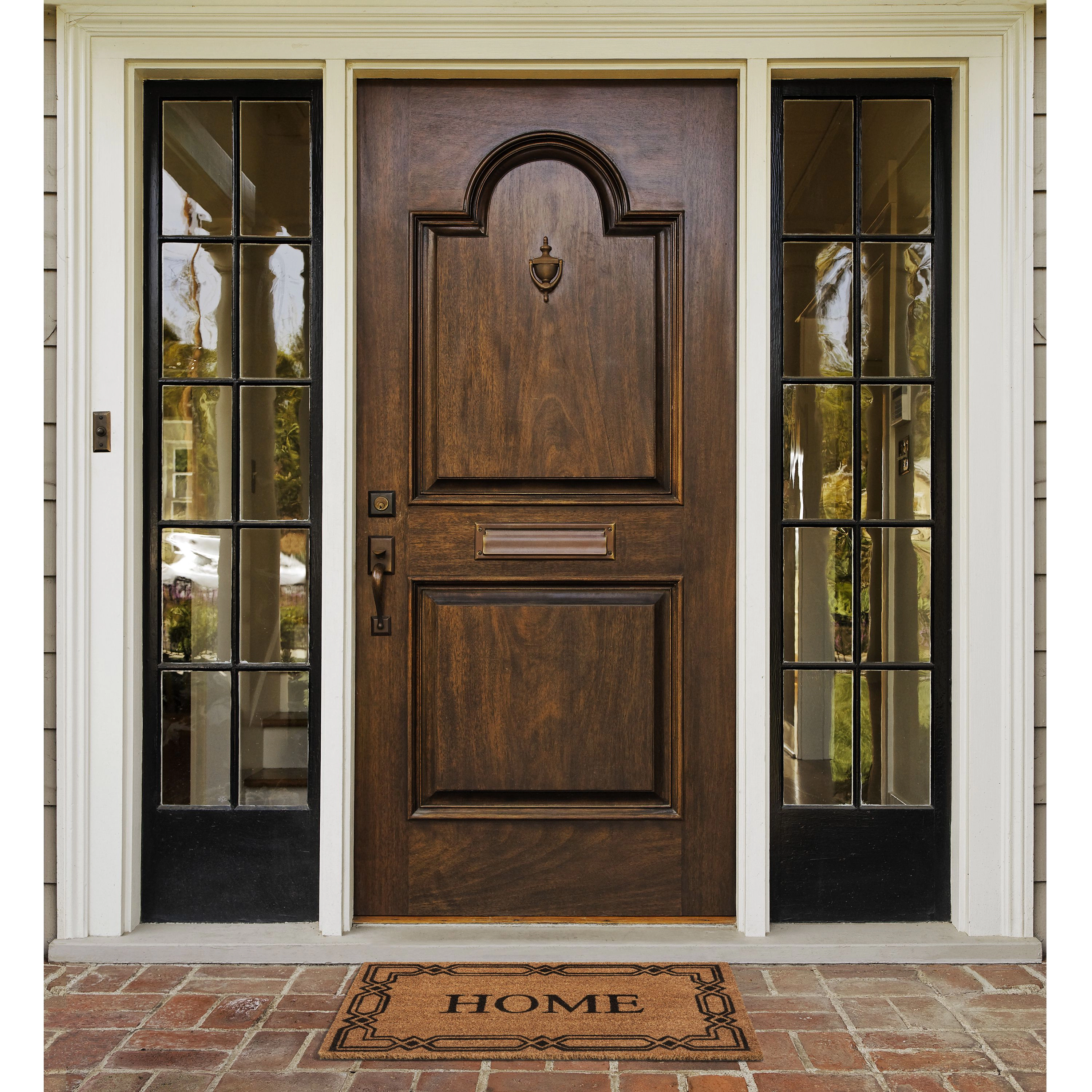 Kate Aurora Home Venetian Bordered Coir Bristled Outdoor All Season Welcome Mat - 18"x30"