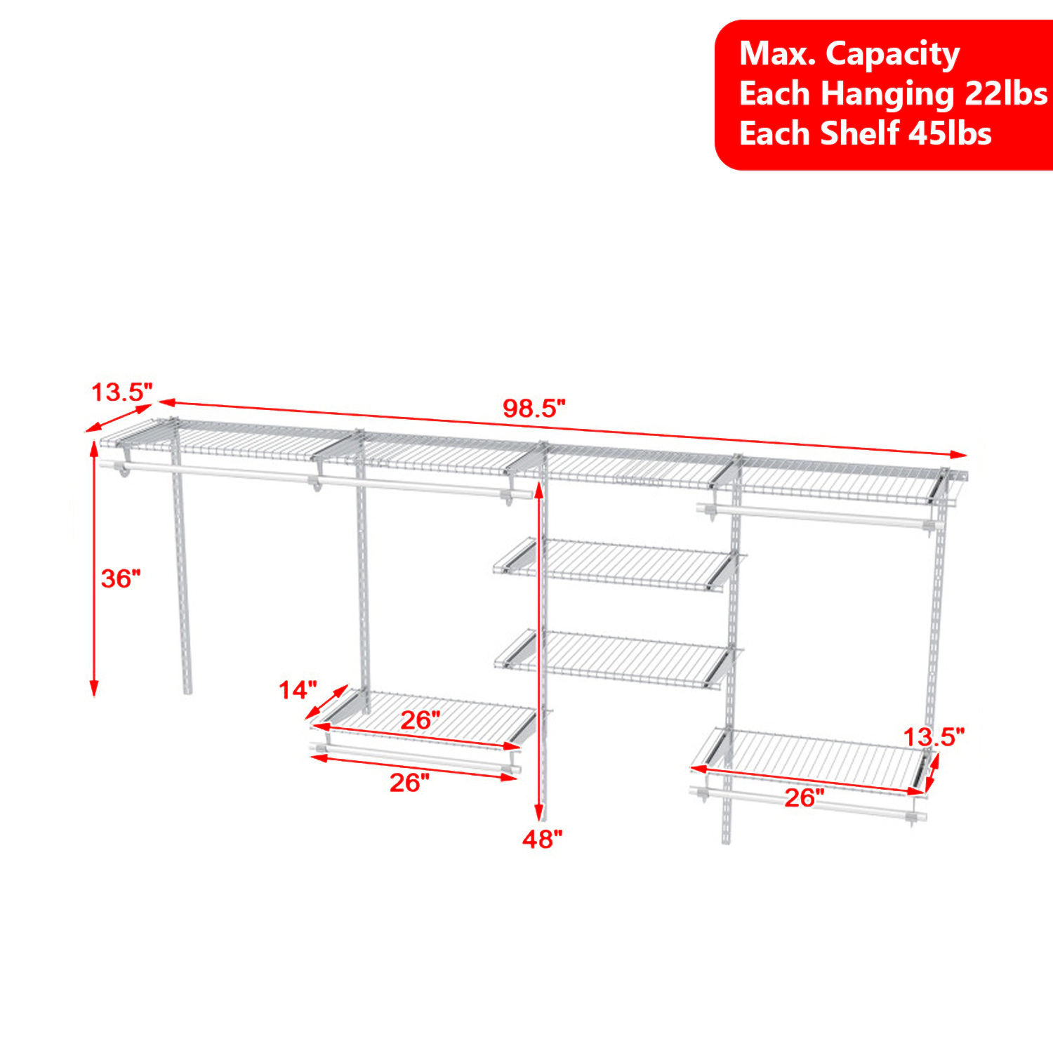 Hivvago Extendable Clothing Organizer with Hanging Bar