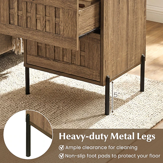 Hivvago Nightstand Mid Century Modern End Table With Storage Drawers