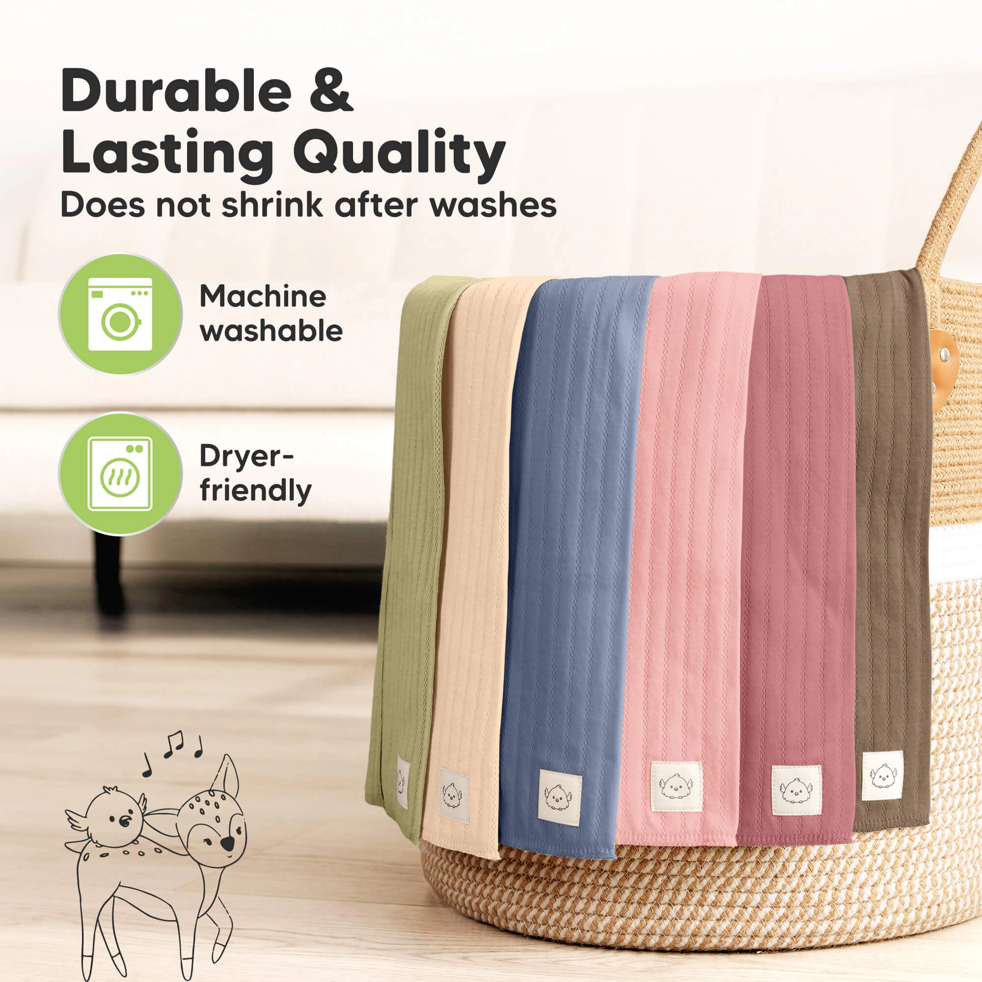 KeaBabies 6-Pack Shea (Stria) Burp Cloths for Baby Boys, Girls