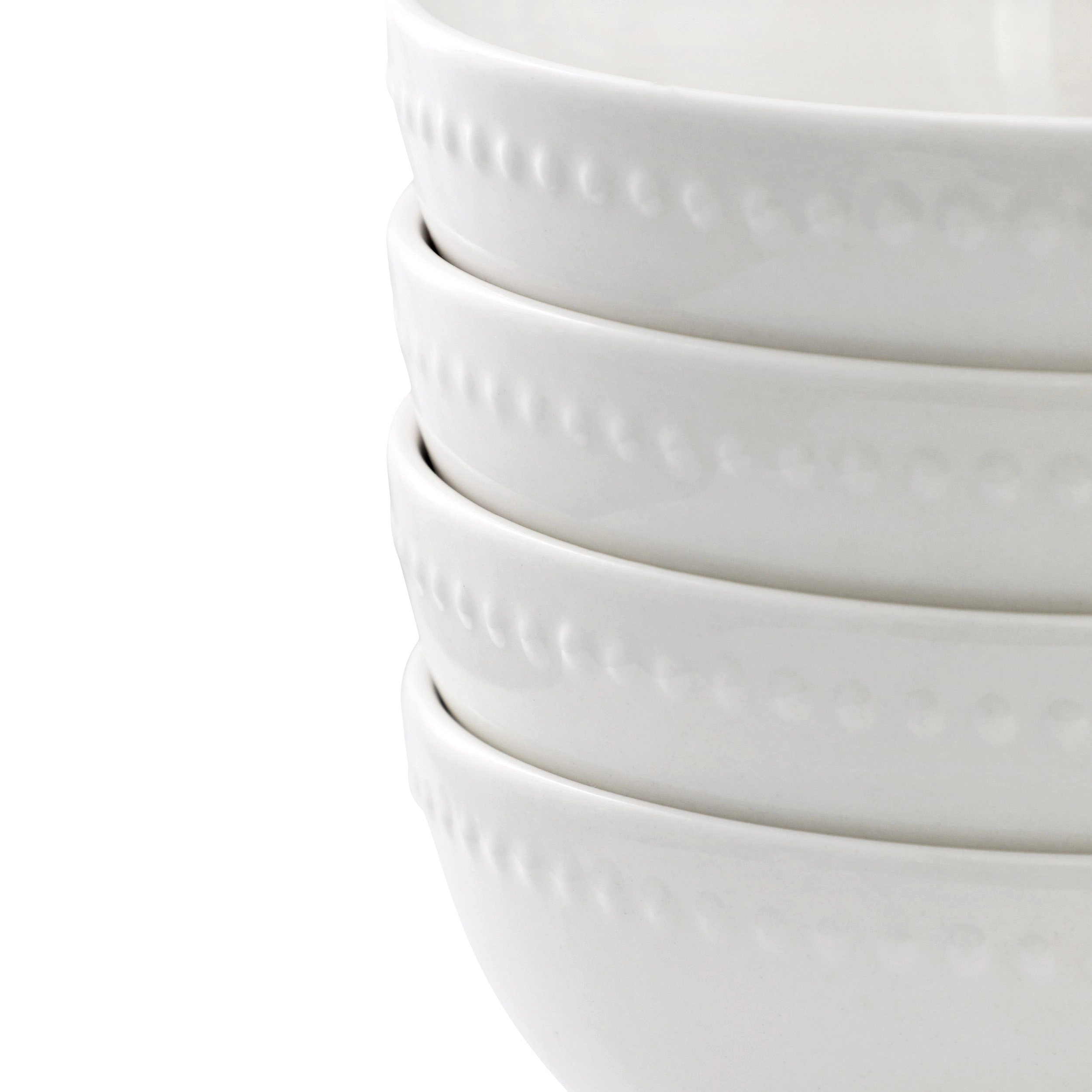 Elama Olevia 6 Piece Embossed Dot Stoneware Cereal Bowl Set in White