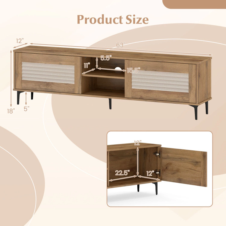 Hivvago Tv Stand For Tvs Up To 70 Inch Waveform Fluted Entertainment Center