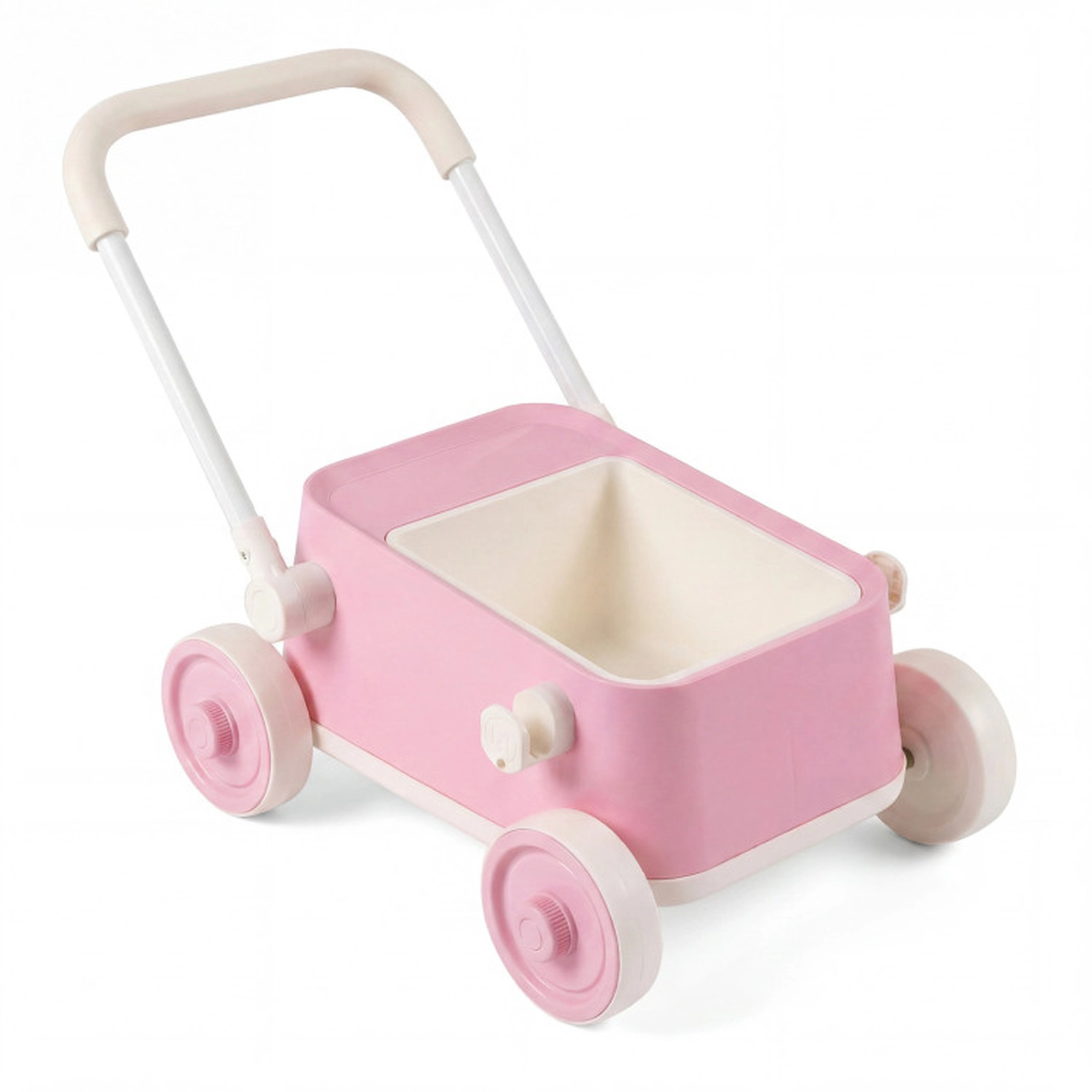SUGIFT Baby Push Walker Wagon with Foldable Handlebar and Storage Basket 24.5-in Frame Ages 3-6 Years Pink