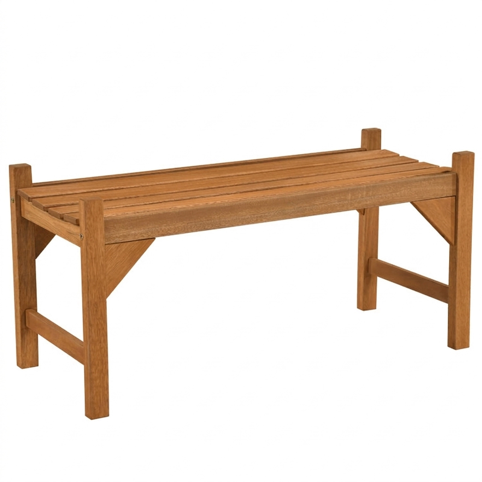 SUGIFT Solid Hardwood Outdoor Bench with Slatted Contoured Seat 530-Lb Capacity Natural