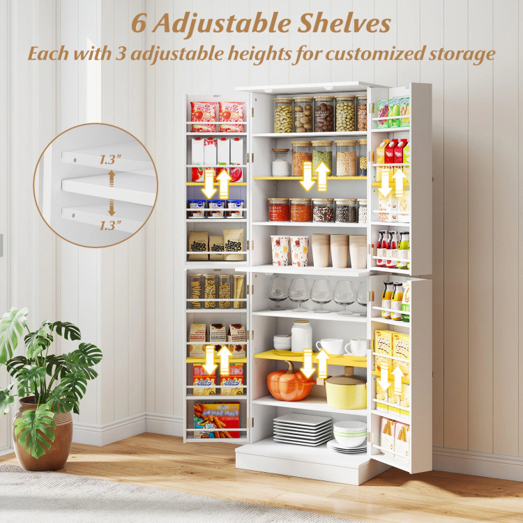 Hivvago Kitchen Pantry Cabinet 65.5 Inch Freestanding Tall Buffet Cupboard