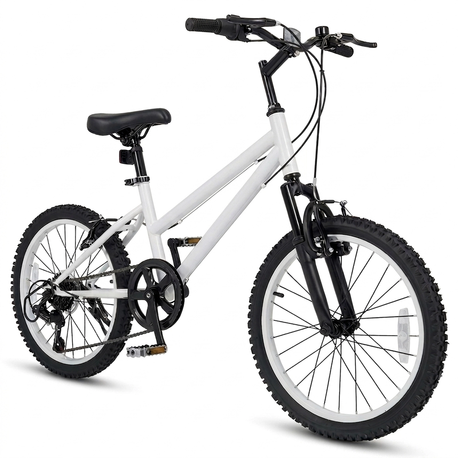 SUGIFT 7-Speed 20-Inch Kids Mountain Bike 220-lb Capacity Adjustable Seat and Handlebar White Black Blue