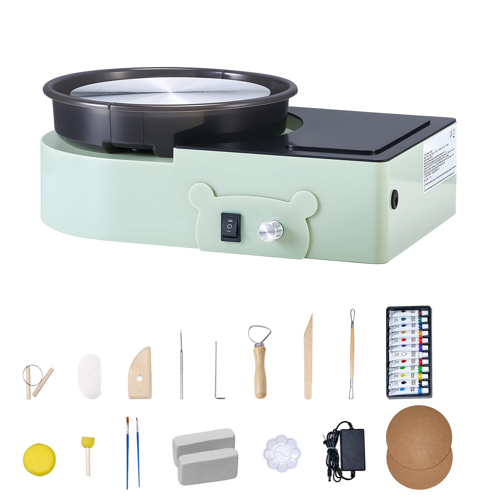 HONGGE Mini Pottery Wheel 6 inch Turntable Forward and Reverse Rotation Adjustable Speed Electric Clay for Kids