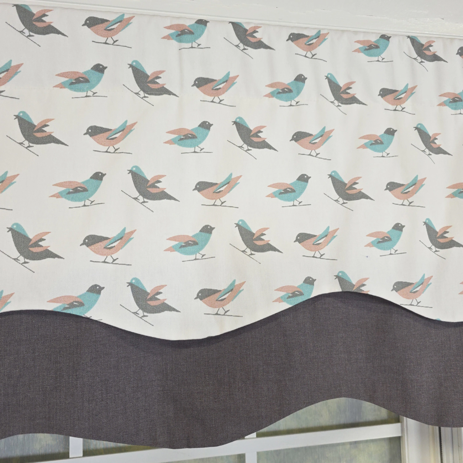 RLF Home 100% Cotton Avain Glory  Fully lined Windows Rod Pocket Valance 50" x 16"  Gray
