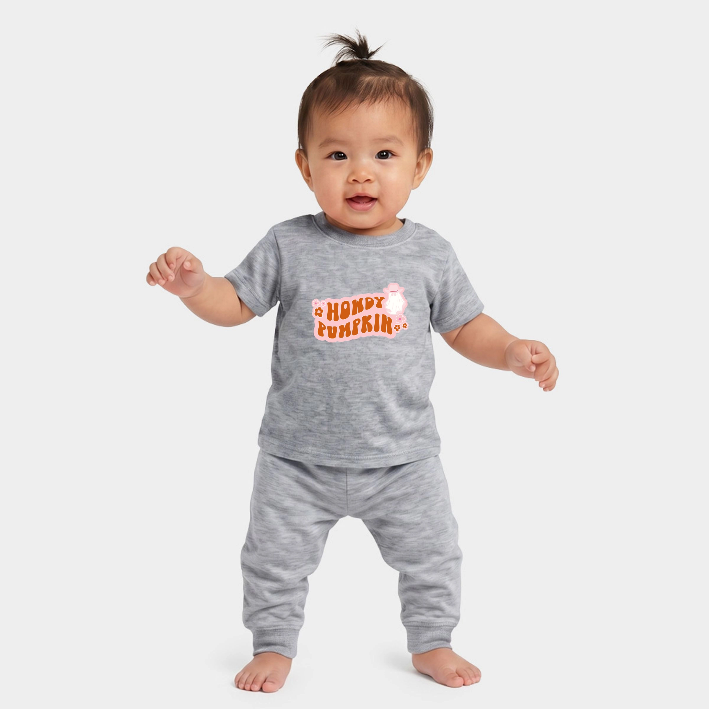 The Juniper Shop - Infant Jogger Pant Crew Set Howdy Pumpkin Ghost